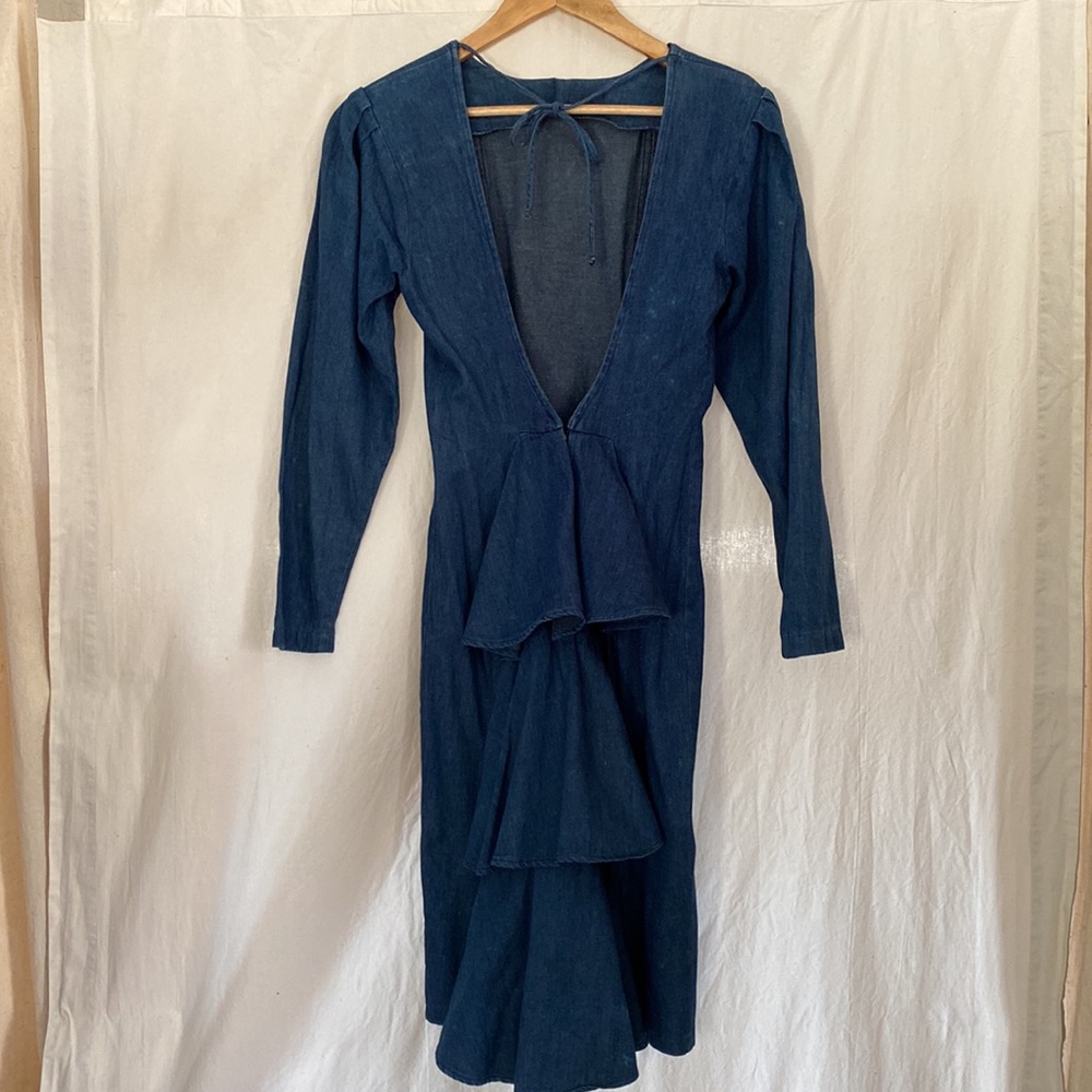 Denim dressy dress; Genuine Sport Dressing “Coloursport” sz 4; vintage